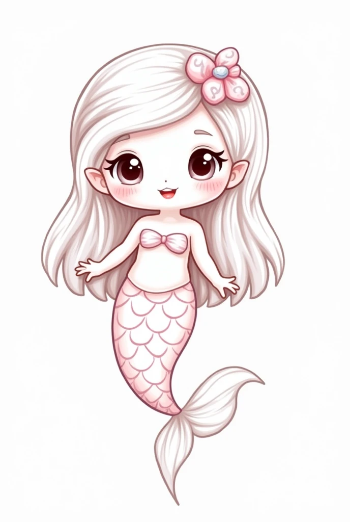 Images of cute cartoon not sexy mermaid only with no background for coloring