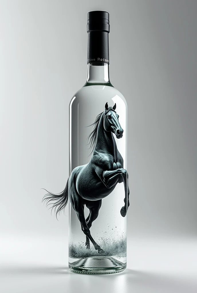 Vodka bottle with an image of a horse
