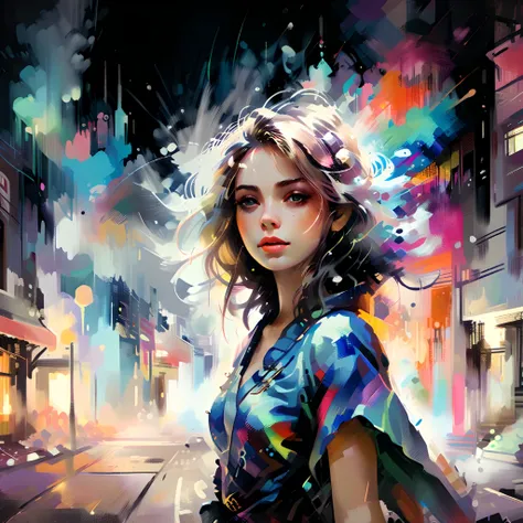 soft pastel colors, cartoon style illustration of a woman as she sees the world while experiencing hallucinations, stoned, splash art, splashed pastel colors, (soft iridiscent glowy smoke) motion effects, best quality, wallpaper art, UHD, centered image,  ...