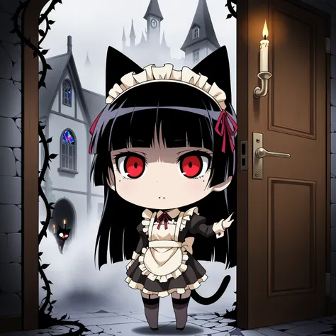 score_9, score_8_ up  , score_7_ up  BREAK source_anime, rating_ explicit, best quality , Masterpiece, No posts BREAK 
1girl, Alone, ruri gokou, hime cut,  long hair, mole,  red eyes, Maid clothes, Cat ear, Black Tail, apron skirt, Midi Skirt, stockings, a...