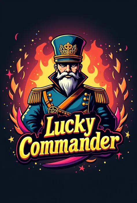  Create a logo for a raffle brand ,  name lucky commander  ,  with Portuguese idiom . Mixing colors  