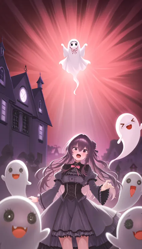 Haunted Mansion, The owner of this decayed antique house is a ghost, Ghost Blur without substance , scream, Roar, A cute ghost will provide you with fear , create an extraordinary and absolute fear , House without a sense of life