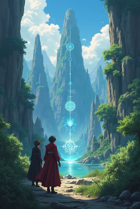 Un paisaje con arte de la serie Full Metal Alchemist Brotherhood 