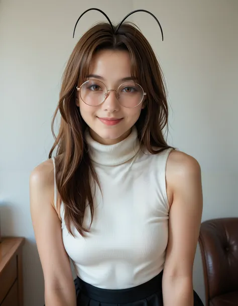 narunarusegawa, naru narusegawa, long hair, brown hair, antenna hair, realistic antenna hair, brown eyes, amazingly beautiful face, realistic japanese female face, light cosmetics, detailed face,
gothic girl outfit, black stockings, black skirt, sleeveless...