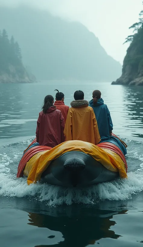 making their way to the island shore they used a raft assembled from raincoats