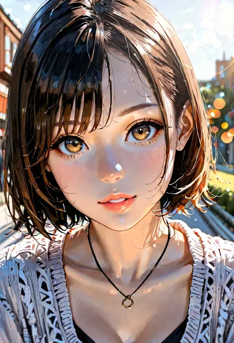 score_9, score_8_up, score_7_up, 1girl, solo, looking at viewer, parted lips, blurry, lips, blurry background, Lens flare: 0.4, Cinematic Bokeh:1.3, Painstaking Attention To Details, 
BREAK {(realistic pictures, Canon EOS Clear Facial Features 8K High Reso...