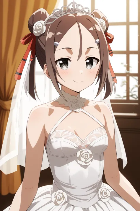 masterpiece,best quality,{{detailed beautiful face and eyes}}, very detailed background,
Karin Miyoshi,{{{megami magazine}}},short hair,brown hair,twintails,hair ribbon,red ribbon,hairclip,hair ornament,sidelocks,hair between eyes,grey eyes,small breasts,
...