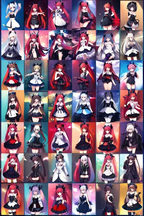  ponytail、 twin tails on legs、 side tail、 long hair、Drill Hair、 shortcuts、 Silver Hair、Devil Horns、Devil's Tail 、 small tits、 slippery、 plumpy、Breasts not big 、 small breasts、 gothic lolita costume 、 high knee socks、High heels、R18、night、moon、満moonが出ている、 re...