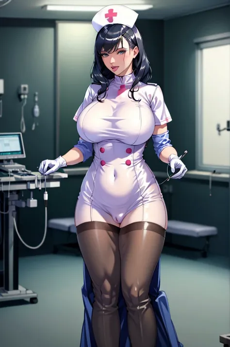 nurse uniform,hospital, latex nurse suit,nurses,busty,elbow gloves,labcoat,black hair woman,blueeyes , gigantic ,medical instruments,asian nurse,two nurses,speculum,examination room,oversize ,big ass ,strap on, lay on table ,legs spreaded,giving birth,gyno...