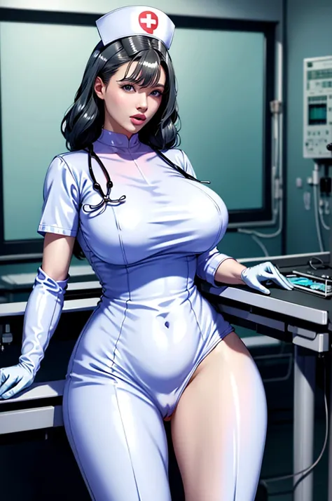 nurse uniform,hospital, latex nurse suit,nurses,busty,elbow gloves,labcoat,black hair woman,blueeyes , gigantic ,medical instruments,asian nurse,two nurses,speculum,examination room,oversize ,big ass ,strap on, lay on table ,legs spreaded,giving birth,gyno...