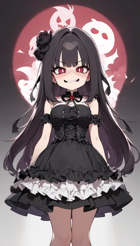 cute girl,  petite body, change, Big Breasts,  Evil Smiles ,   smugface ,   cute dress, 邪悪な笑い,  Princess Girl , Brat, Gothic Dress,  cute,  1 girl, Alone,  Hi-Res,  side lock, 