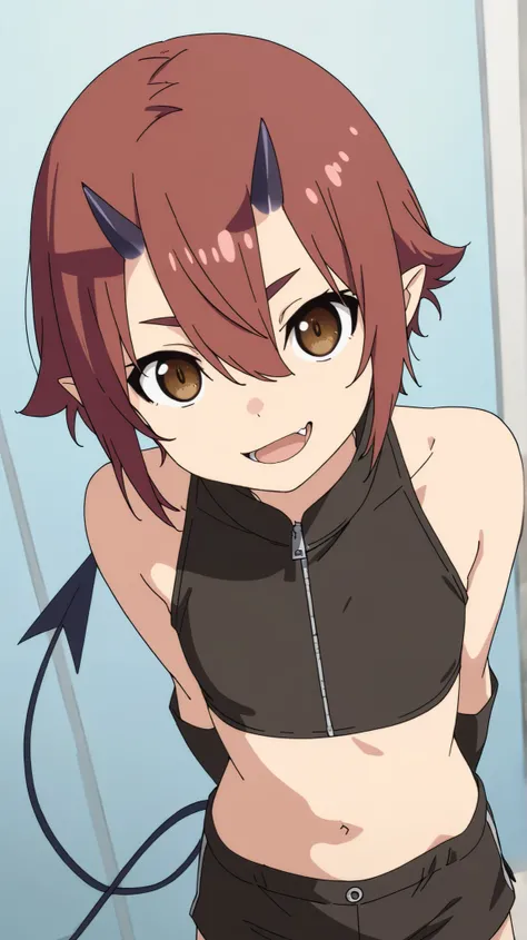 Youki,,  
High quality ,  best quality , masterpiece,  High Resolution , detailed face( LoRA: Youki),anatomically correct, detailed hair Style( LoRA: Youki),anime Coloring
solo,1girl,tomboy
horns, navel, red hair, pointy ears, hair between eyes, short hair...