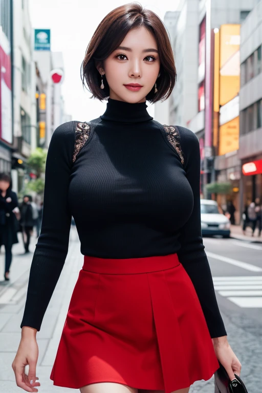  Japanese woman walking in the city, building, plant ,smile,  mixed Korean , blur the background , concentrated,  cinematic lighting,
((( Masterpiece))), (( top quality)), (( intricate and detailed)), (( super real)),   absurd red , Mature Woman,  Mature W...