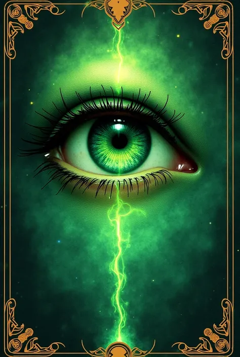 Tarot card with a green eye