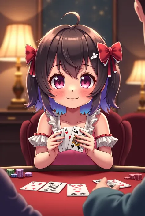 Cute Anime Girl Playing Poker