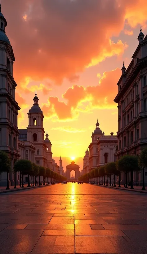 In a Plaza del Zócalo, In Mexico City a beautiful sunset without people. 