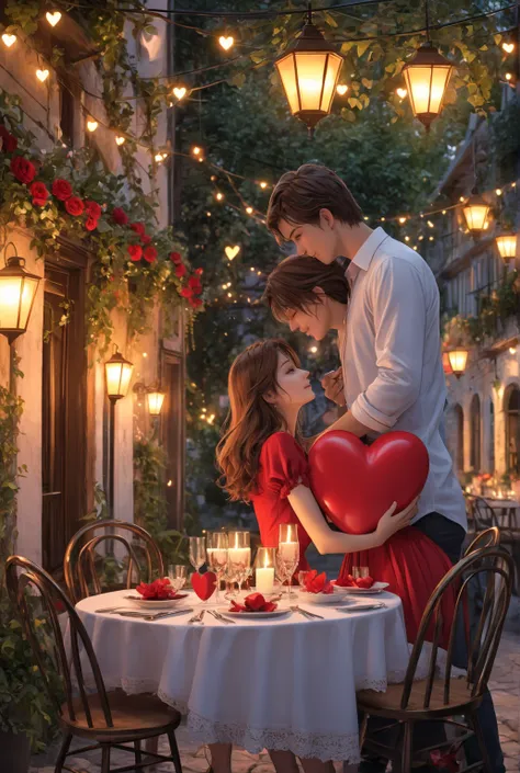 Red heart in a romantic atmosphere 