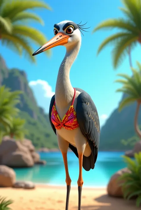 Animated photo of African heron wearing bikini