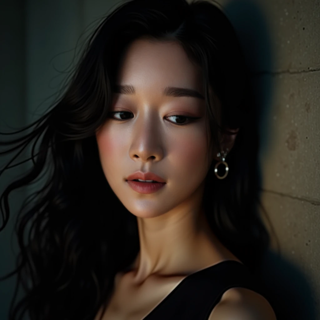 seo ye-ji, 1girl, beautiful detailed eyes, beautiful detailed lips, extremely detailed face, long flowing hair, sensual gaze, red lips, flawless skin, photorealistic, high quality, 8k, hyper detailed, dramatic lighting, cinematic, elegant, alluring, moody,...