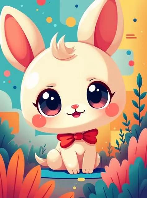 Very cute 、background is pop patchwork、colorful、Pop Up、Illustration、anime、Illustrations in picture books、pop、High image quality、cute、Pastel colors、超cute、Illustration、In pastel