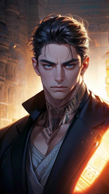 (       High Quality. ,4K,8k,       highres,       masterpiece :1.2),       ultra-detailed    ,(realistic,photorealistic,photo-realistic:1.37),36-year-old man,10-day beard,Beautiful anime,Portraits,strong,Masculine,   with dark gray hair  ,sharp jaw,      ...