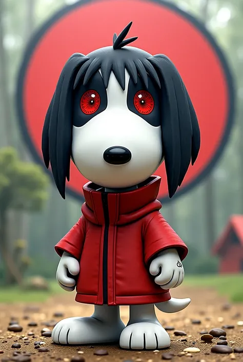 snoopy if it was one the uchiha in anime anruto with sharingan eye's
