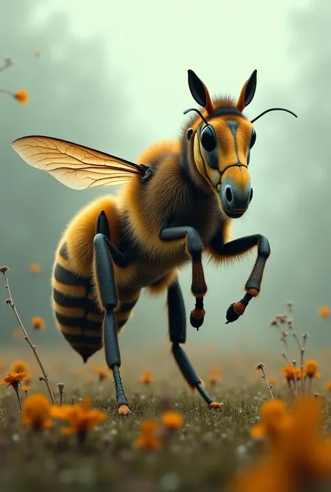 A bee regurgitates a horse