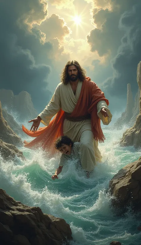 Jesus Saving a Boy from the Flood