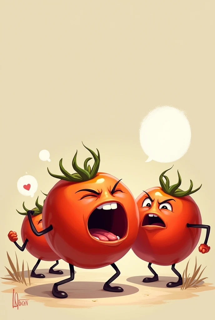 Make me a picture of some tomatoes saying no angry