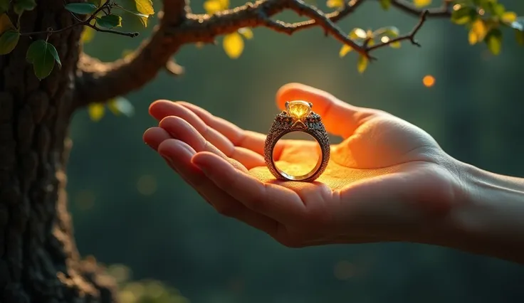 The Magic Ring:
 * Prompt: The magical tree, glowing faintly, extending a branch towards Ali. On the branch rests a beautiful, ornate ring.
 * Alternative Prompt: Close-up of the magic ring, shimmering with an otherworldly light, resting in the palm of Ali...