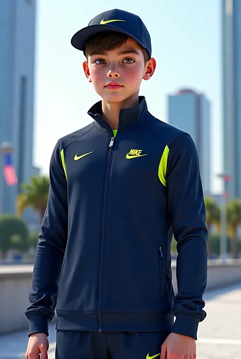 15-year-old boy in Nike training suit and Nike muscle cap