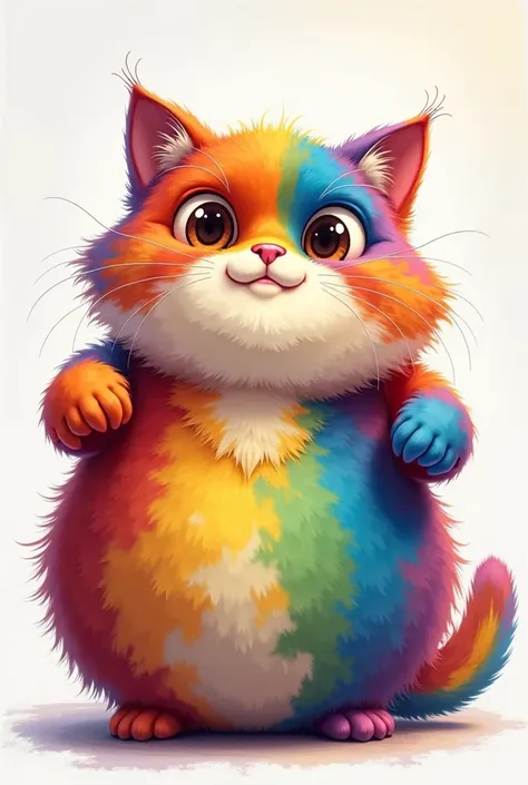 Create a very fat one,a serious cat holding an LGBT flag