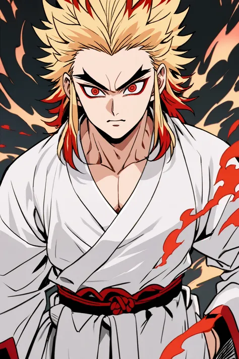 Rengoku Kyojuro from Demon Slayer
Hair color is red, red eyes, Reverse the color of the hair, red clothes