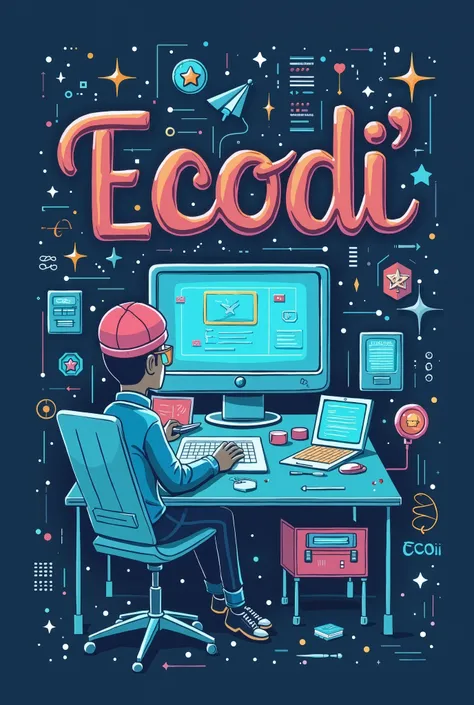 Cree une affiche publicitaire pour une ecole virtuel d'informatique en ligne denome ''Ecodi''
Modules:
-logique de programmation
-les bases de la programmation
-l'amour entre logique de programmation et la programmation
-comment être programmeur
-les langa...