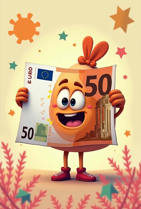 Billet de 50€ en cartoon