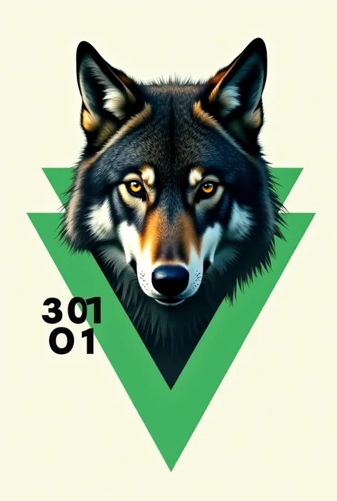 I wanted a background written 301 , com um triângulo verde do lado escrito and.and.b.F , And the face of a wolf drawn 