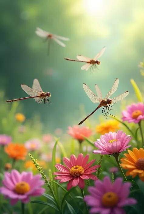 Dragonflies and flowers