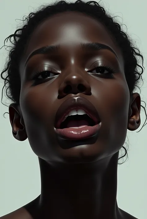 A black woman showing her mouth without tongue 