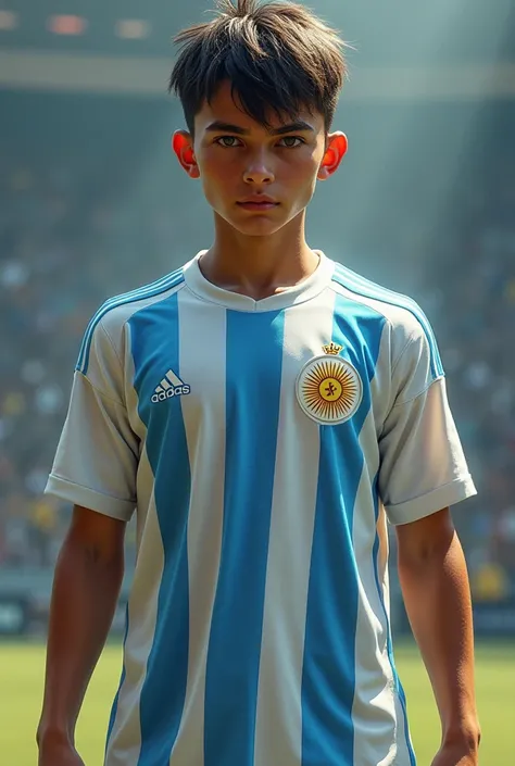 একটি argentina jersy পড়ে আছে এমন এনিমি boy