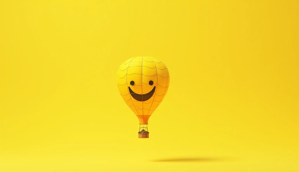 Balloon with drawn happy face on yellow background