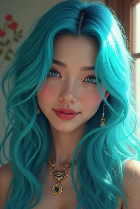 arafed woman with blue hair and green hair posing for a picture, a photorealistic painting inspired by Ross Tran, trending on Artstation, digital art, pretty girl with blue hair, beautiful blue haired girl, girl with blue hair, ross tran style, ross tran 8...