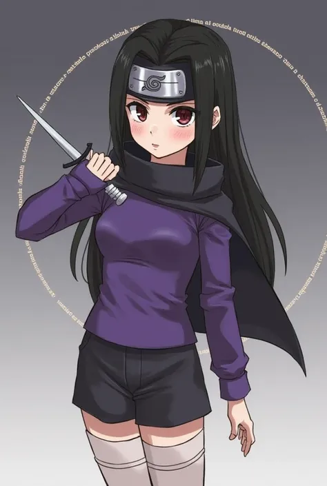 *Age: s*

*She is a pretty girl with black hair dark eyes pale skin *

*I was wearing my black Ninja shorts my purple blouse with long sleeves my Ninja shoes and some tights that reached up to my legs and with the sharingan and a cut from the eyebrow to th...