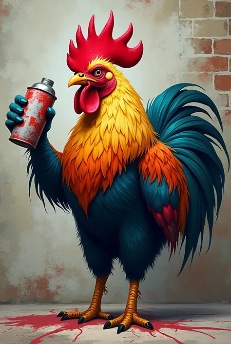 Illustration: Graffiti rooster holding an aerosol