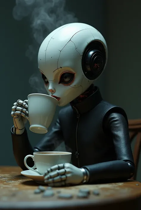 M3GAN KILLER DOLL DRINKING COFFEE