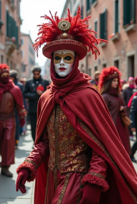 generate a picture of the Venice Carnival people in beautiful costumes and masks are dancing all the fun. In the festive atmosphere, there are a lot of people and ren who run around and have fun in beautiful costumes 