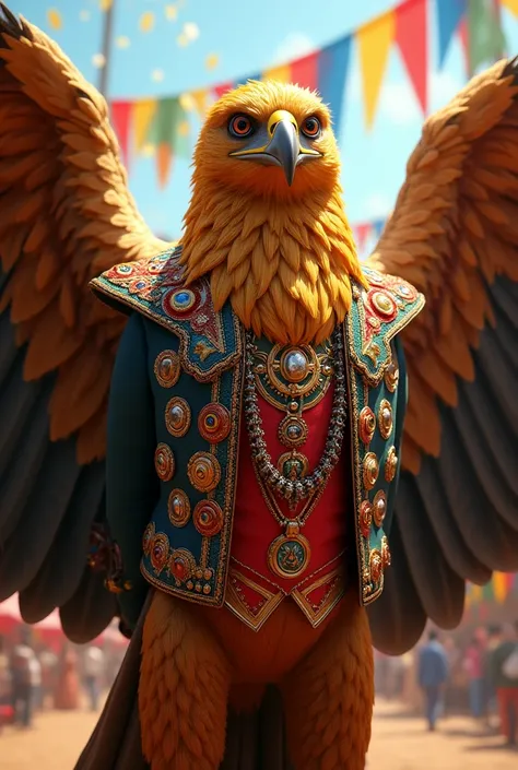 Golden eagle in carnival charro costume