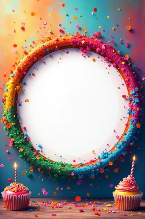 Birth day circle frame . more colours and middle space in circle . colourful background 
