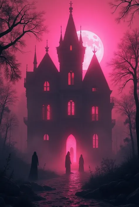 Theme：Haunted Mansion, dark pink,