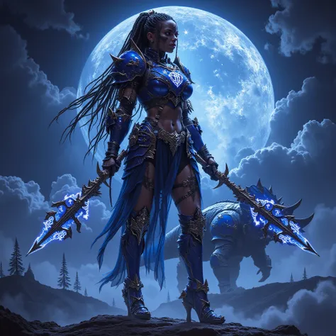 - Main Character, Beautiful woman "Dominica", long hair braided dreadlocks, Hands full of colored tattoos.

- Wearing a costume ("Full Sexy Armor"), a costume that embodies the form of "Blue Rangers - Mighty Morphin Power Rangers". (Chest and Thigh armor o...