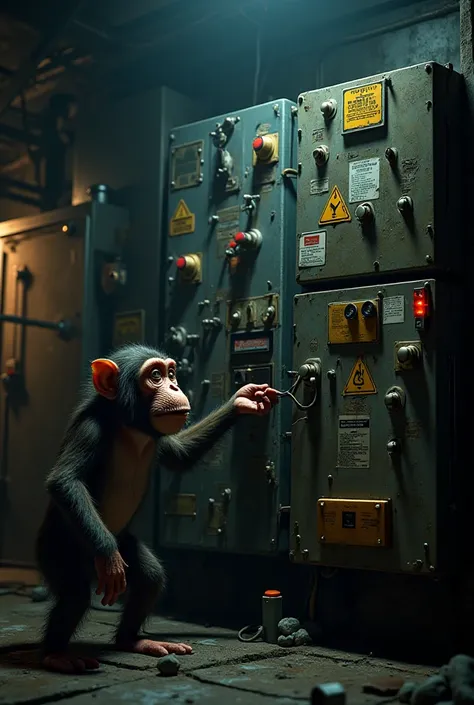 A monkey and electrical boxes